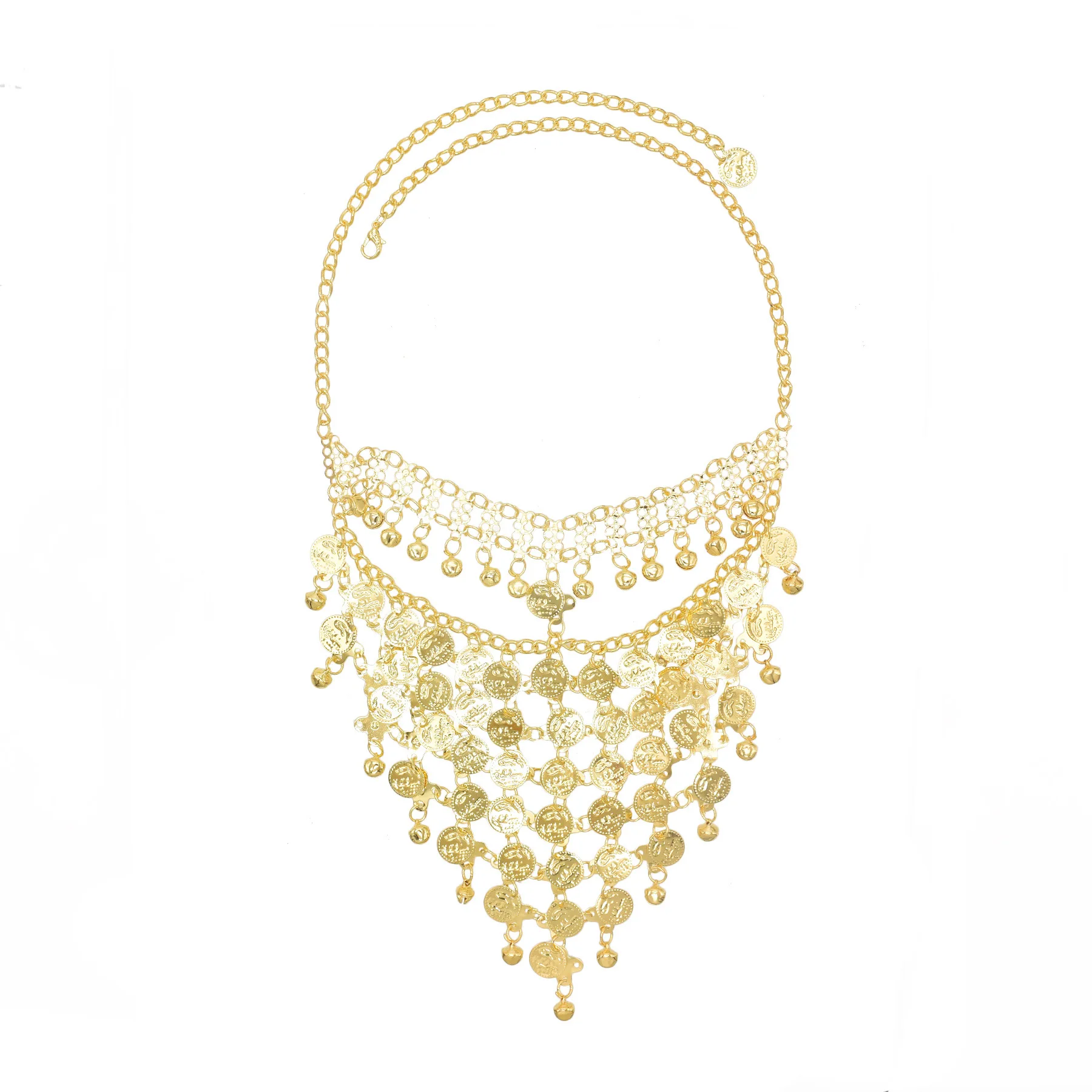 New Coin Tassel Bells Metal Alloy Full Face Inverted Triangle Jewelry Mask for Woman Ethnic Style Fashion Mask Accessories