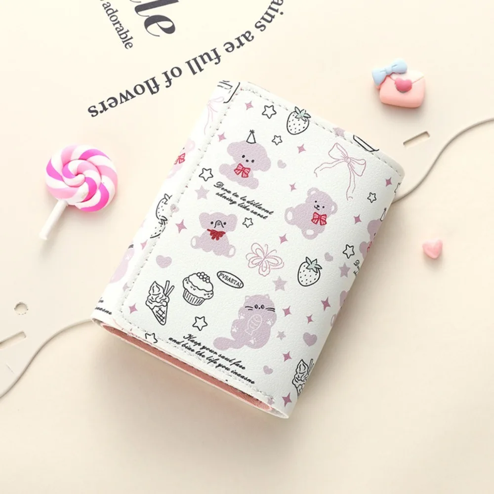 Kawaii PU Leather Short Wallet Cartoon Bowknot Coin Purse Kitty Money Bag Gift