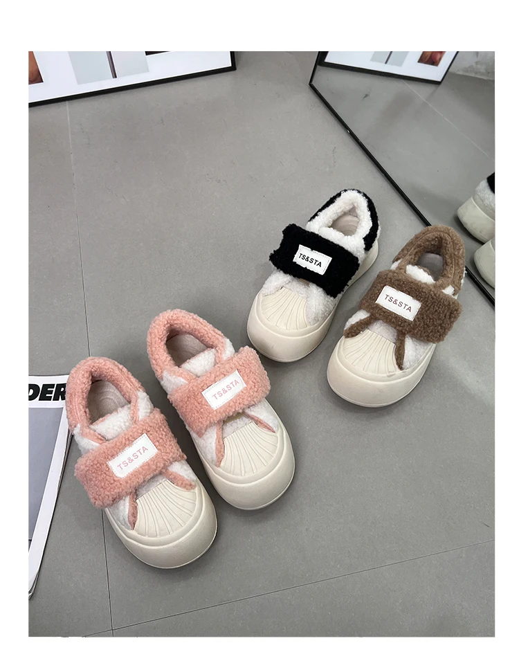 Winter Women Breathable Warm Sneakers White Wool Shoes Thick Heel Shell Sneakers Casual Running Platform Y2K Lolita Shell Shoes