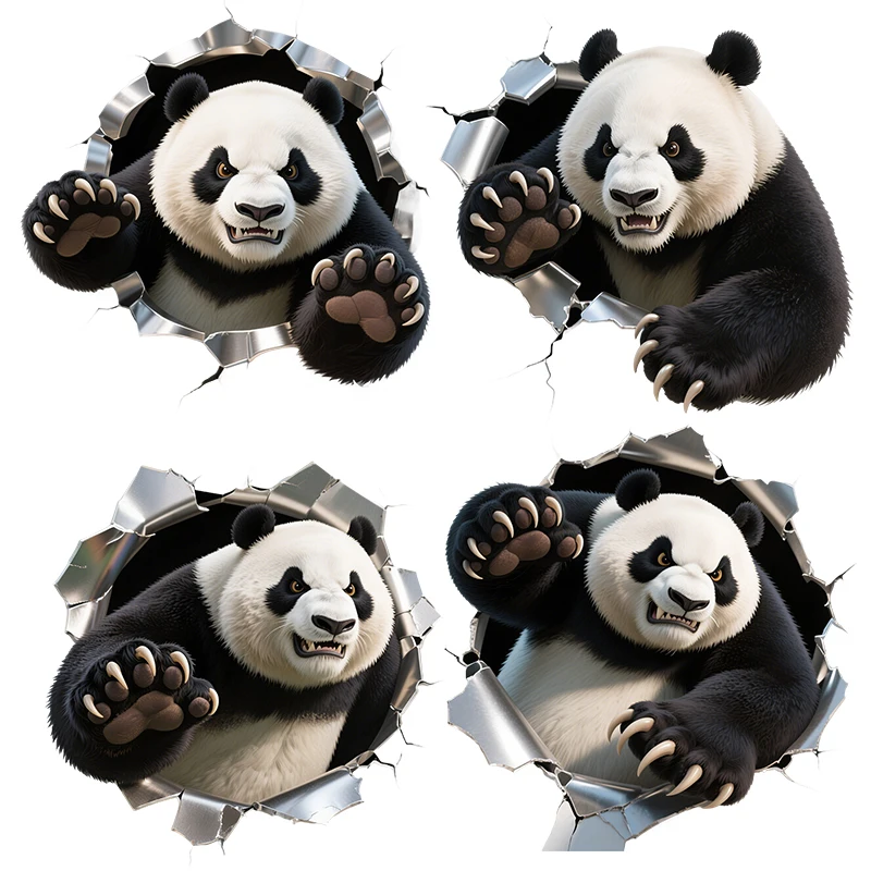 Three Ratels CAB59 Fierce Panda Hole Piercing Stickers for Home Decoration Wall Stickers Personalized car decals