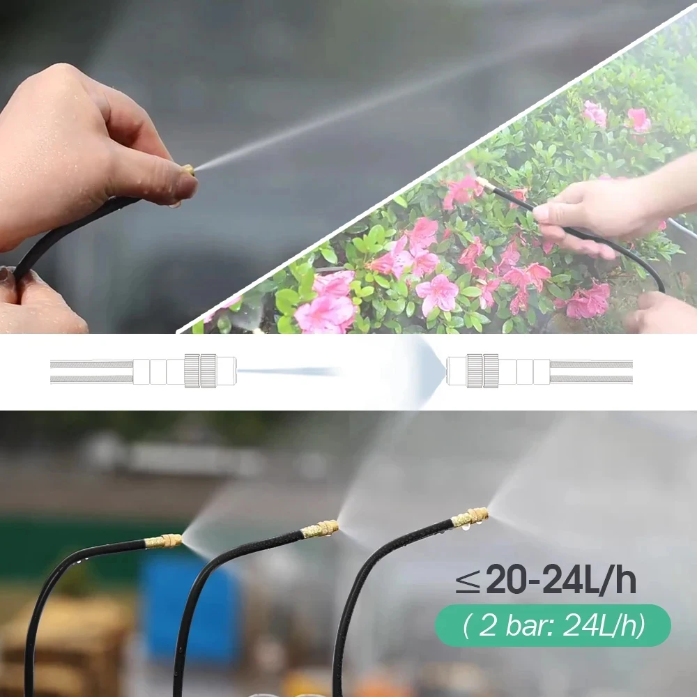 20/30/50cm 360° Free-bend Misting Nozzle Adjustable Brass Atomization Sprayer Garden Irrigation Watering for 6/8/10/12mm PE Hose