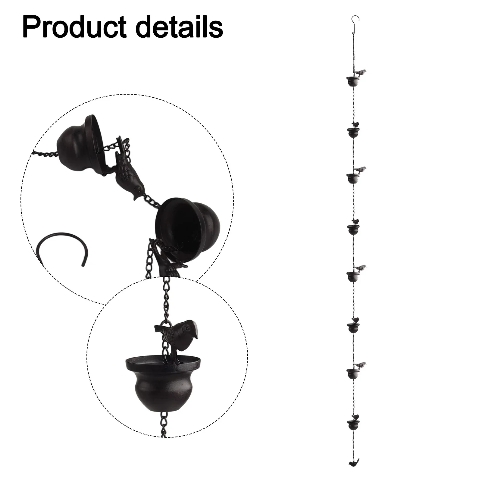 

Декоративная дождевая цепь в деревенском стиле с 8 металлическими птицами для использования на открытом воздухе в садах, на террасах или во дворах, улучшающая естественную эстетику дренажа.