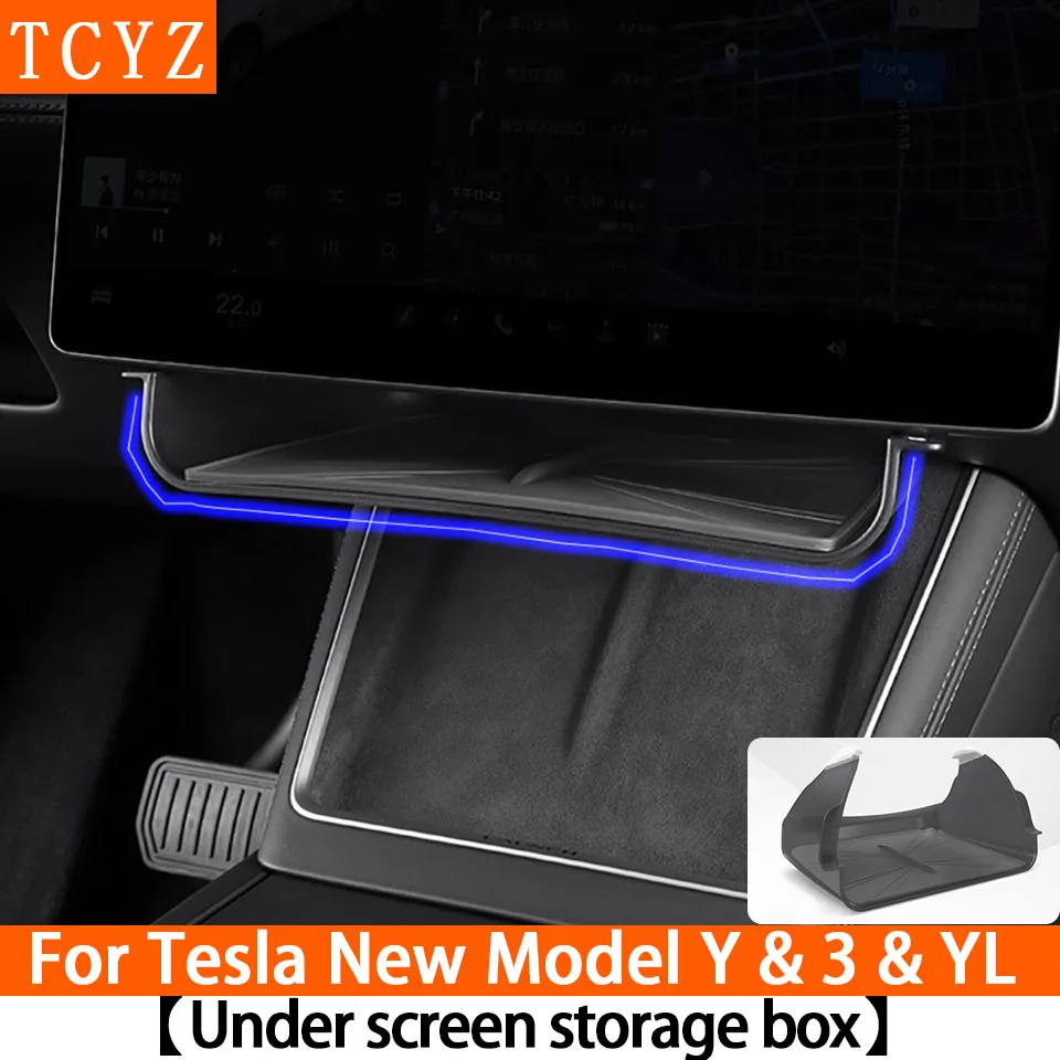 for Tesla Model Y/YL Juniper 2025 Car Storage Box Under The Central Control Screen Storage Organizer Case Tray Model3 Highland
