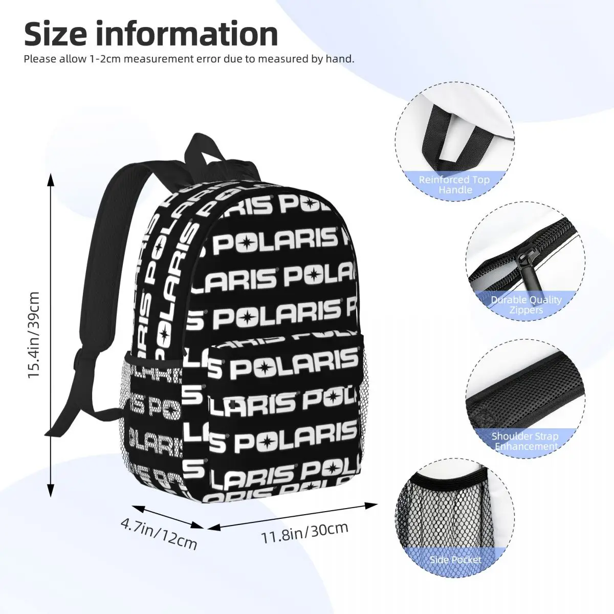 Polaris Logo Backpack Student Boys Girls BookBag Men Women School Bag Laptop Shoulder Bags