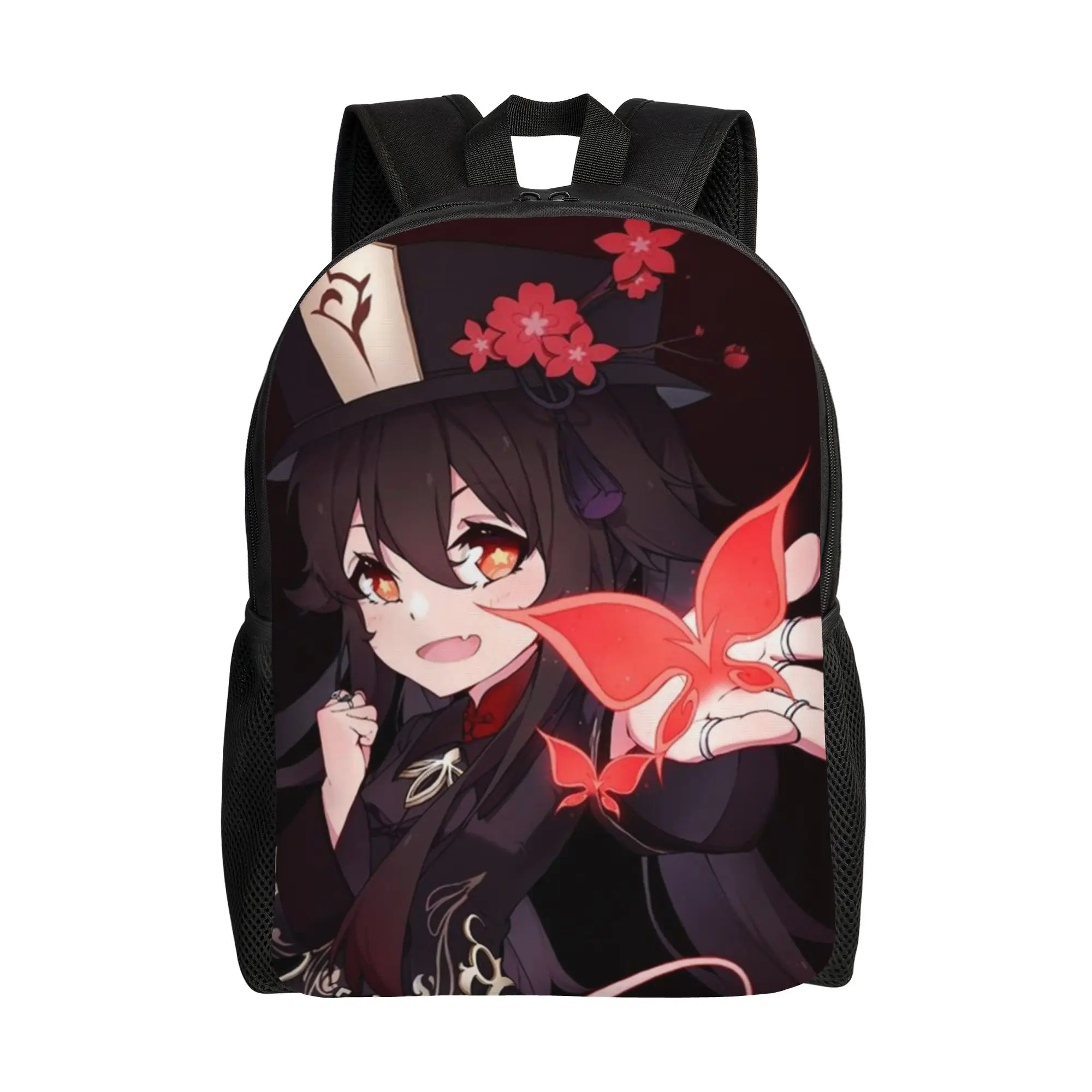 

Рюкзак Hu Tao Genshin Impact для мужчин, женщин, подростков, школьников, для работы, повседневный, милый, с изображением персонажа из игры/аниме, для ноутбука, холщовый, для активного отдыха