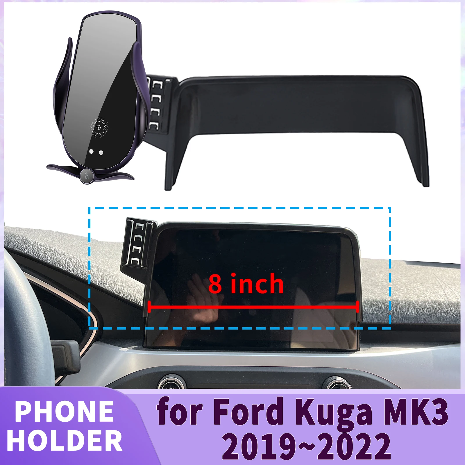 

fit for Ford Kuga MK3 3d 2019 2020 2021 2022 ST-Line (8in) Screen Base Phone Holder Mount ​​ Secure Clip Car​​ accessoires
