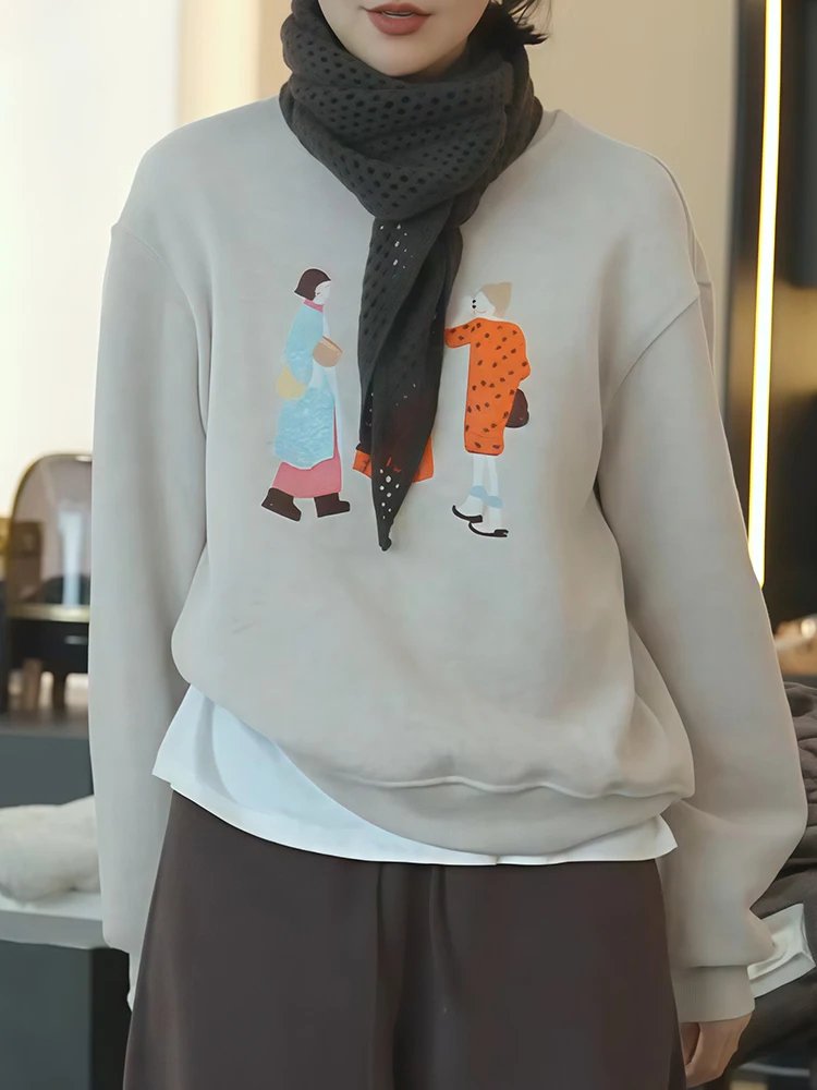 

Faionable Thiened Embroidered Sweatirt Women's Winter New Unique Attractively Designed Comfortable Fit round Ne Long ...