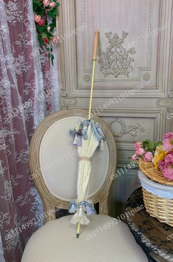 Antique French lace tassel umbrella