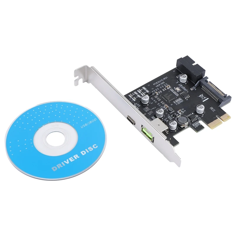 

PCI-E Adapter Card USB3.1 Type-C Expansion Card D72020 Chip Front 19PIN BC1.2 Fast Charge USB-C Riser Card