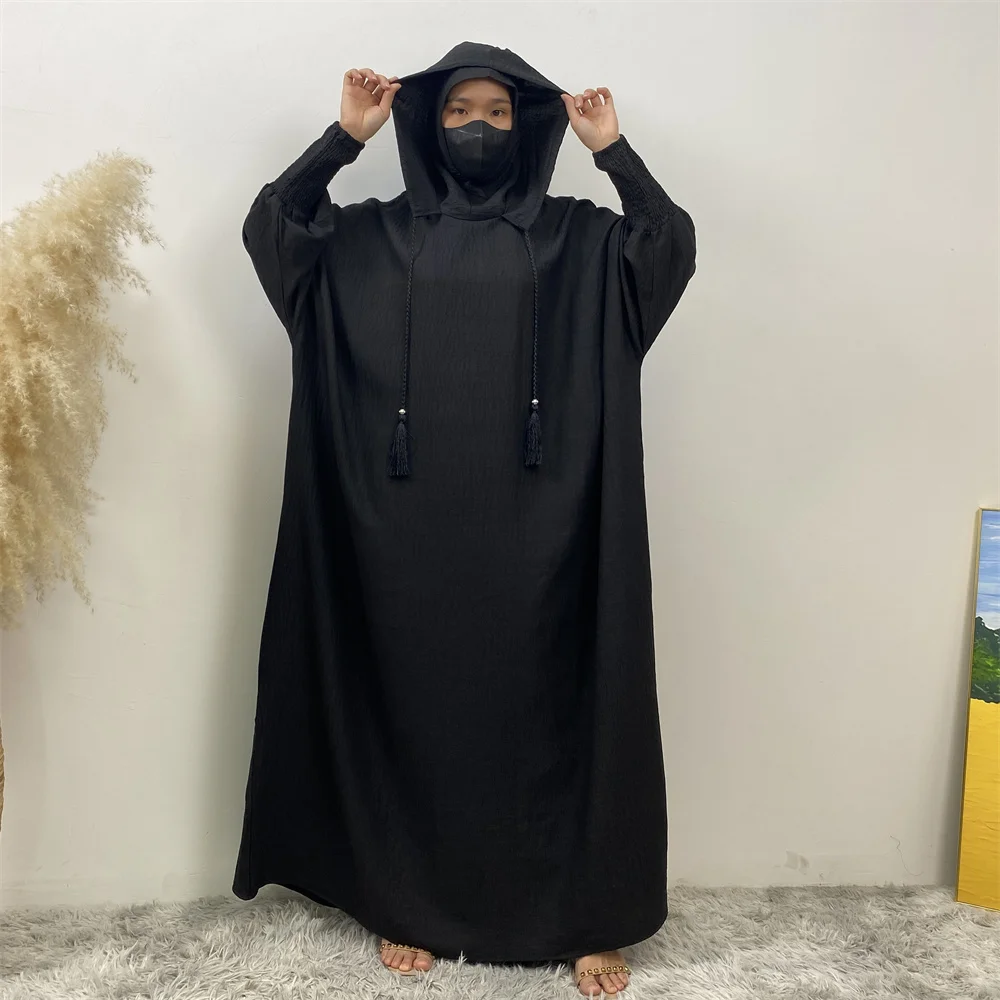 Donne 12 Colori Abaya Musulmano Ramadan Preghiera Abbigliamento Con Cappuccio Jalaba Solido Casual Manica A Pipistrello Arabo Veste Eid Djellab