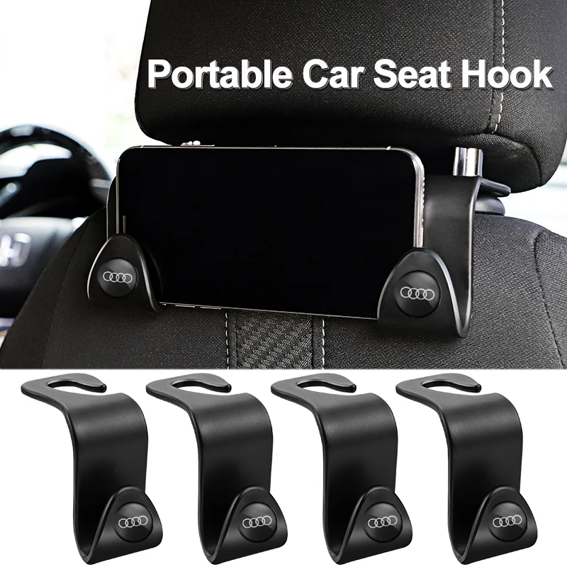 2Pcs Portable Car Seat Back Hook Holder Hanger Bag Cloth Interior Accessories For Audi A1 A3 A4 A5 A6 A7 A8 Q3 Q4 Q5 Q6 Q7 Q8 TT