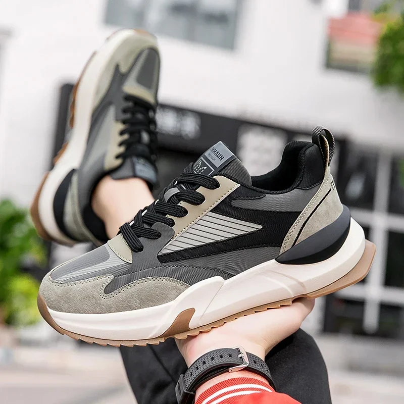 

2024 New Men's Casual Sports Shoes Fashion Breathable Mesh Tennis Sports Running Vulcanized Shoes Comfortable Thick-soled Shoes