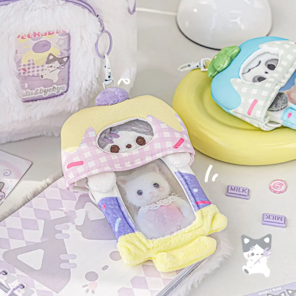 การ์ตูนแมวสัตว์ Photocard ผู้ถือสุนัขสไตล์เกาหลี Plush Idol Photocard ผู้ถือ Kawaii น่ารักรถบัสกลางแจ้ง