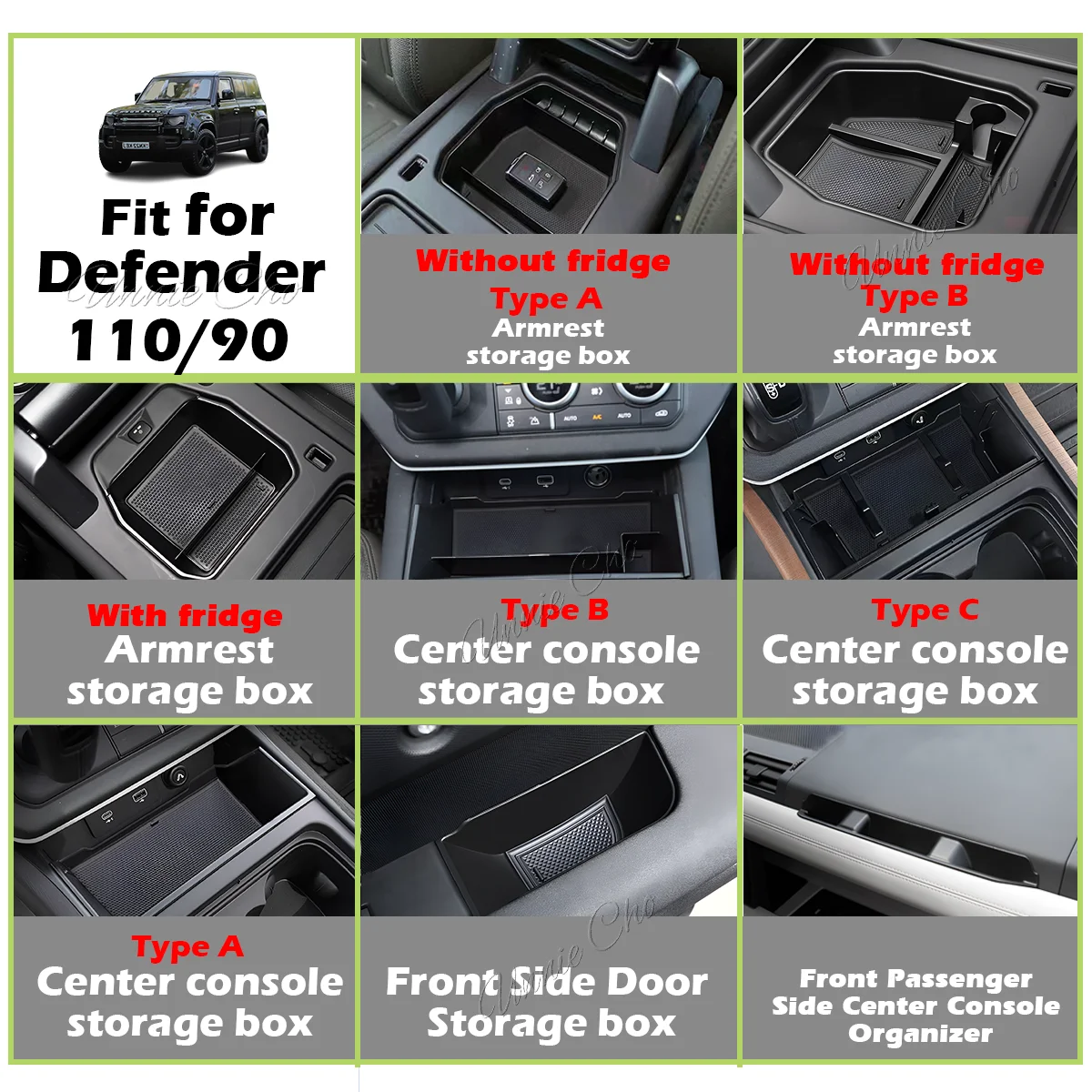 For Defender Center Storage Box Organizer For Land Rover Defender 90 110 Parts 2020-2024 Armrest Compartment Tray Door Pocket
