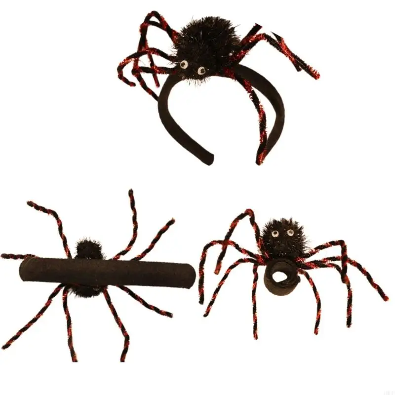 العناكب الدبالية دبوس معصم المعصم 3pcs مجموعة أزياء هالوين