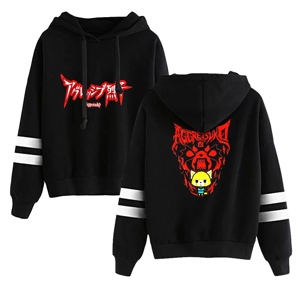 

2026 Aggretsuko Cartoon Hoodie Unisex Pocketless Sleeve Sweatshirt Men Women's Pullover Harajuku Streetwear Anime Clothes