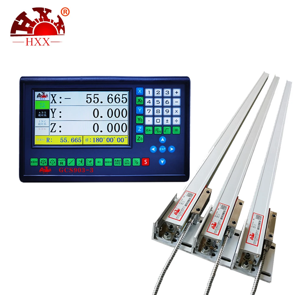 GCS903 Big LCD DRO 3 Axis Dro Digital Readout Metal Display With Linear Scale Encoder Ruler For Milling CNC Lathe Dro Machines