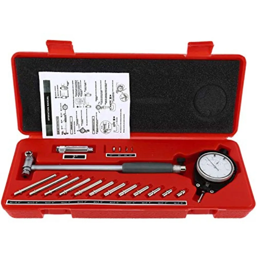 

Dial Bore Gauge 2-6 Inch 50-160mm 0.001" Accuracy Mechanical Cylinder Bore Gauge Set with Extension Rods Engine Cylinder Measur