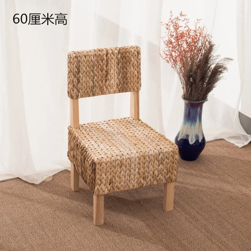 Modern Rattan Floor Chair for Tatami Balcony Backless Lounge Chair Window Sill Japanese Woven Low Seat Legless Relaxing Stools
