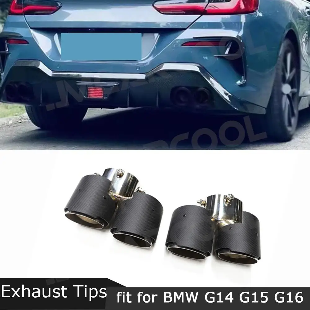 

JMCARCOOL Rear Round exhaust Pipe Tail Muffler for BMW 8 Series G14 G15 G16 2019-2022 Black Titanium Stainless Steel