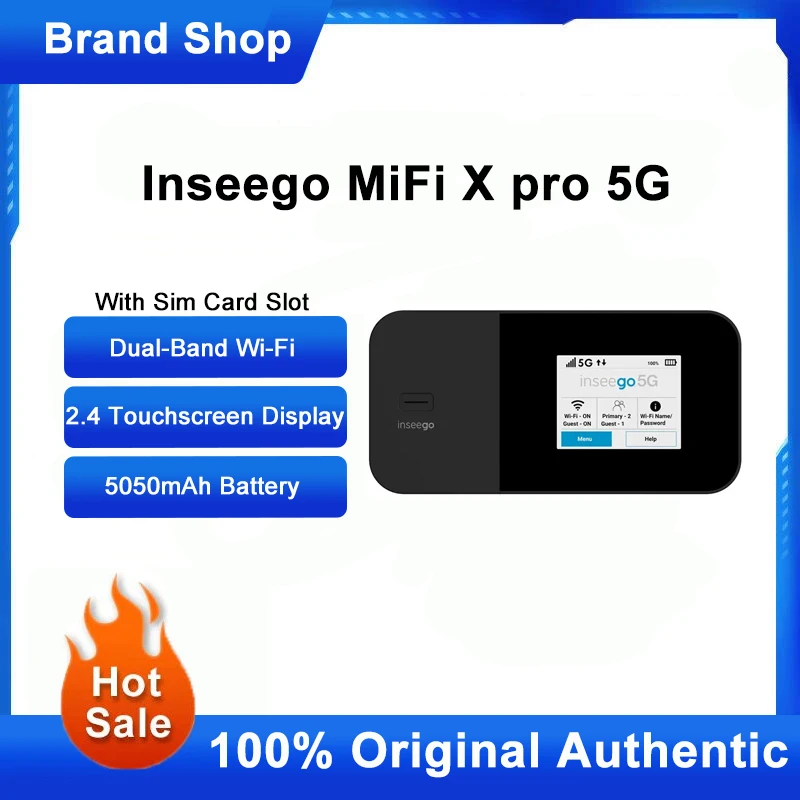 

Inseego MiFi X PRO M3100 5G Sim WiFi Router Dual-Band 2.4" Touchscreen Pocket Hotspot With RJ45 Ethernet Port 5050 mAh Battery