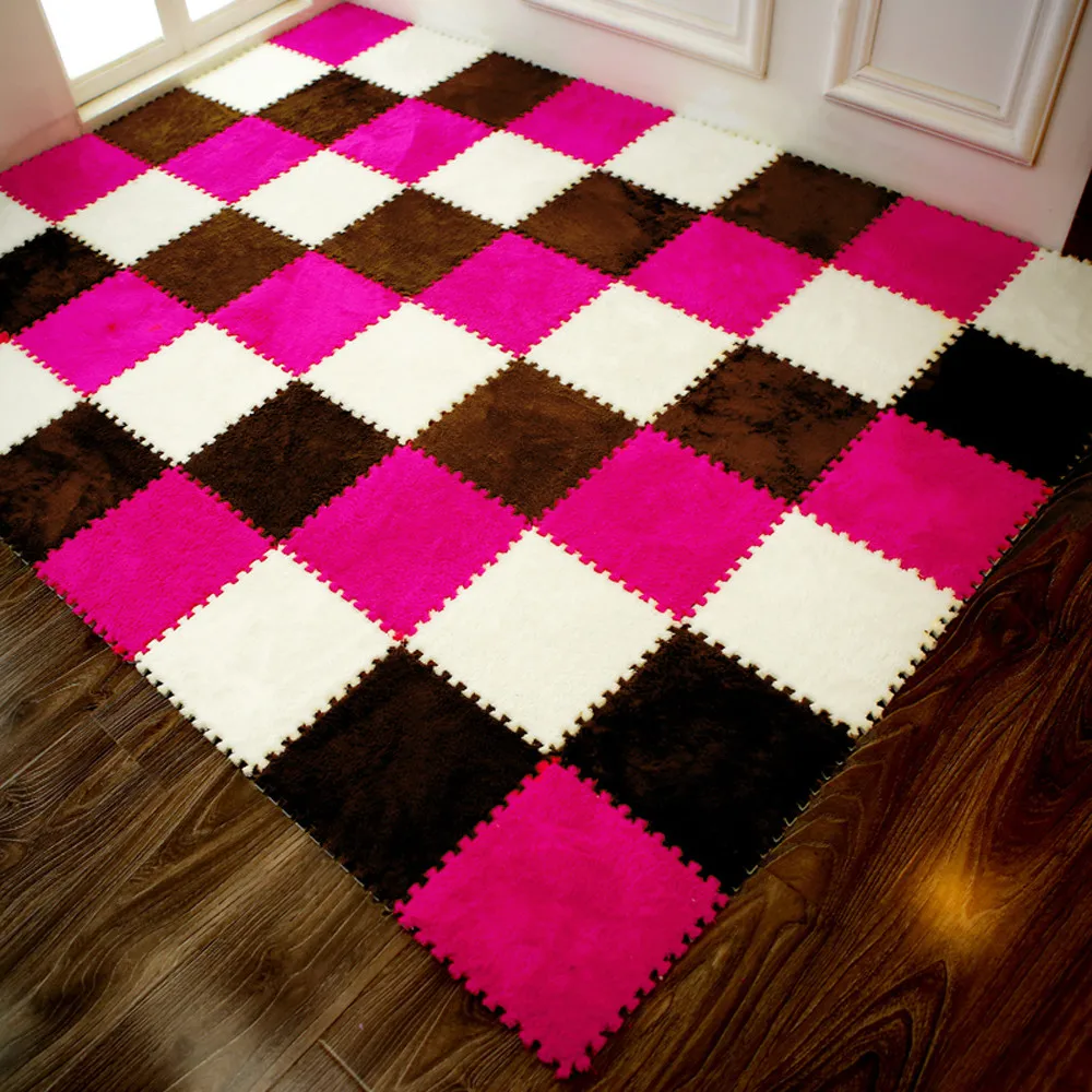 Alfombra de espuma EVA para niños, puzle de 25x25cm, terciopelo peludo, ecológica, 7 colores, para habitación, sala de estar, 2024