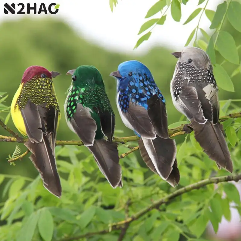 Realistic Simulation Birds Sparrow Creative Feather Lawn Figurine Ornament Animal Bird Outdoor Garden Prop Decoration Miniature