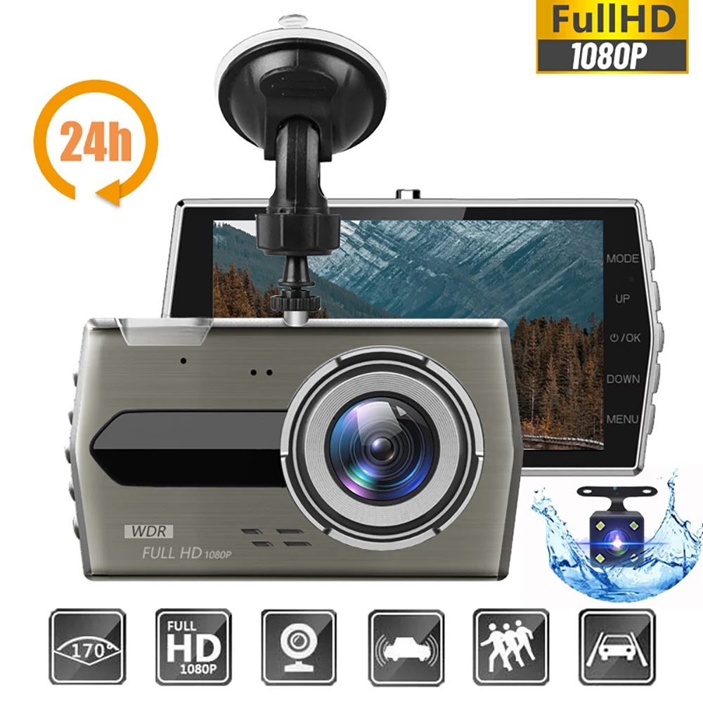 Car DVR Full HD 1080P Dash Cam Rear View Reverse Camera Car Video Recorder Auto Dashcam Black Box Car Accessories Night Vision