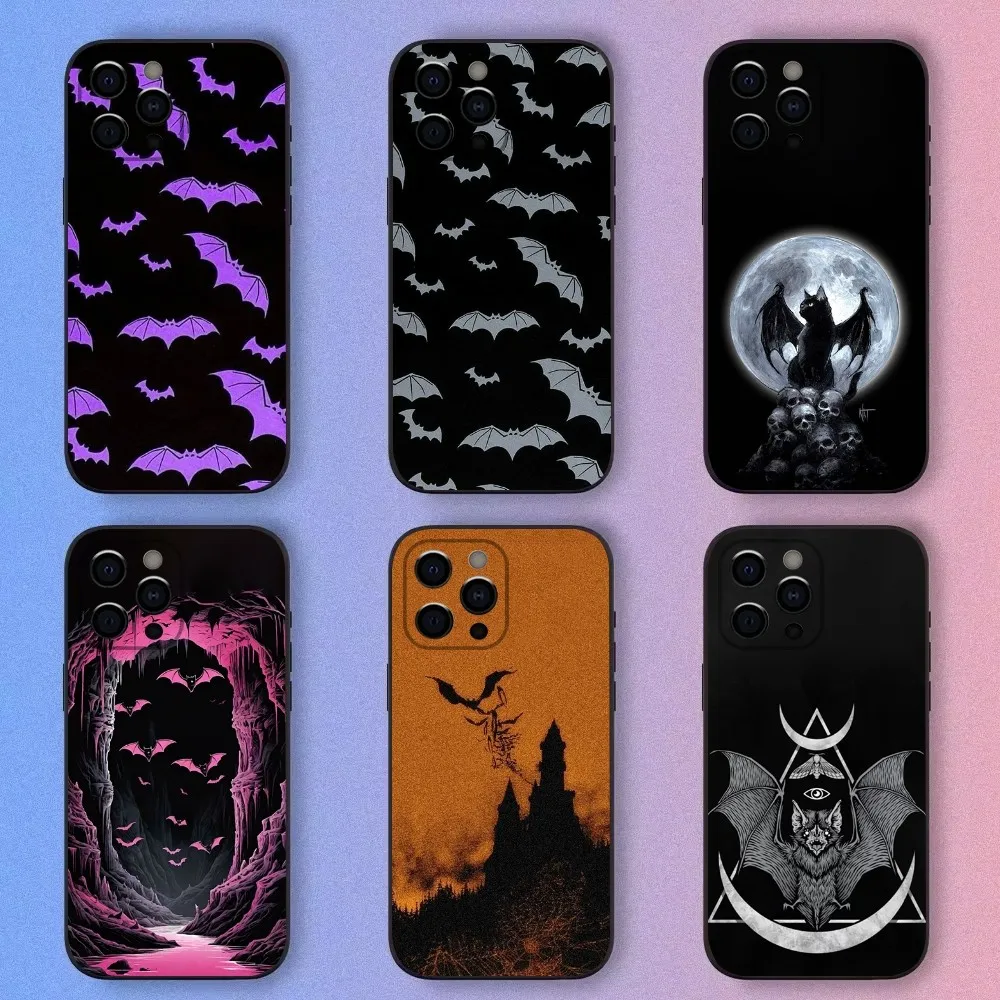 Goth Vampire Bat Gothic Phone Case For Apple iPhone 15,14,13,12,11,Pro,X,XS,Max,XR,Plus,Mini Soft Black Shell