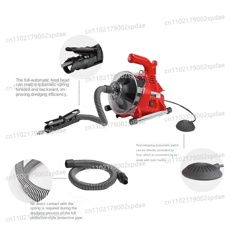 220V Electric Drain Cleaner - 19-28MM Sewer Pipe Dredging Machine 120W for Toilet & Kitchen Home Use
