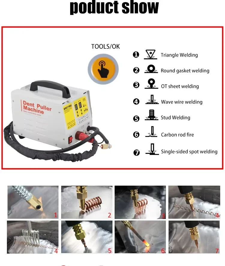 Saldatrice per borchie con saldatore a punti per estrattore di ammaccature per auto elettriche di vendita calda 110v 220v