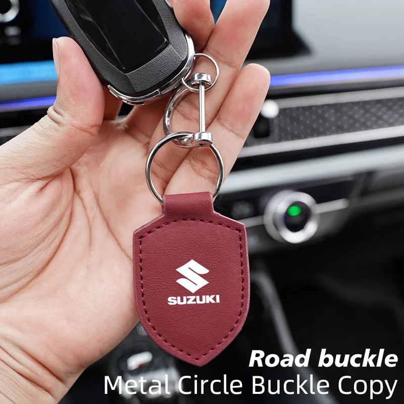 سلسلة مفاتيح بشعار السيارة النمذجة الجلود حلقة رئيسية ديكور لسوزوكي جيمي سويفت الساموراي فيتارا SX4 ألتو كايزر Ingnis DZire Swace #5
