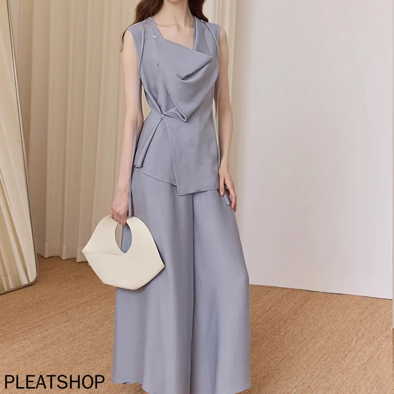 

Acetate Cool Micro See-through Yarn Sense Show Thin Lazy Suit 2025 Summer New Casual Versatile 2 Piece Sets Womens Outfits