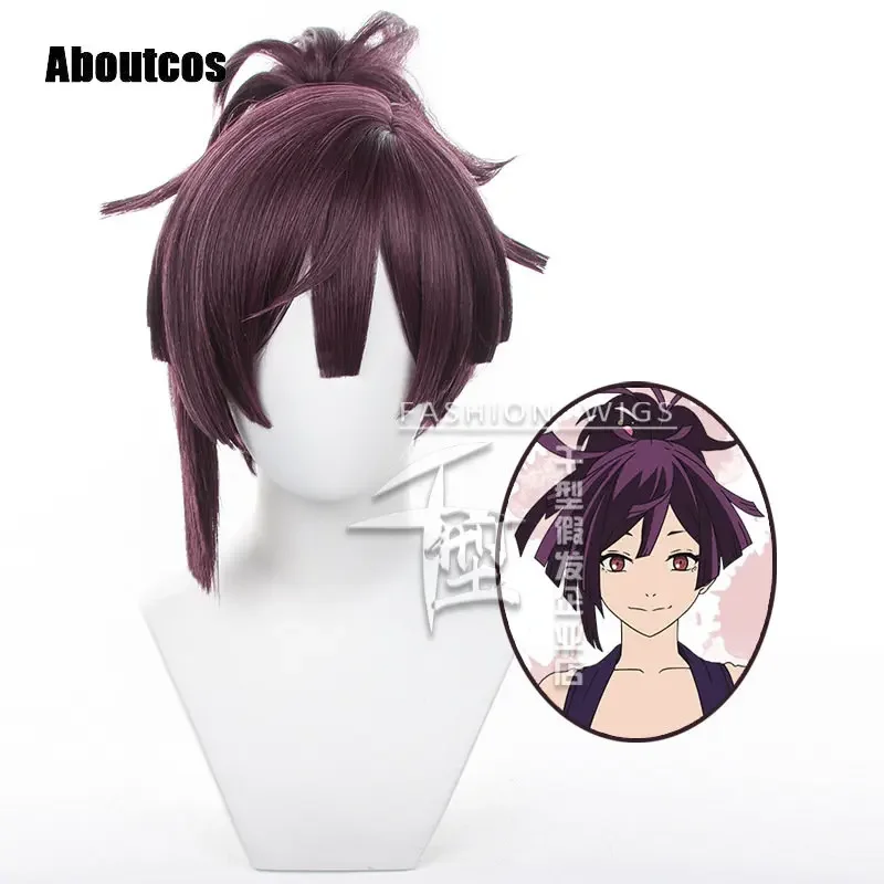 2025 NewAboutcos Yuzuriha Hell Paradise Wig Cosplay Jigokuraku Costume Hair Purple Ponytail Wigs AA