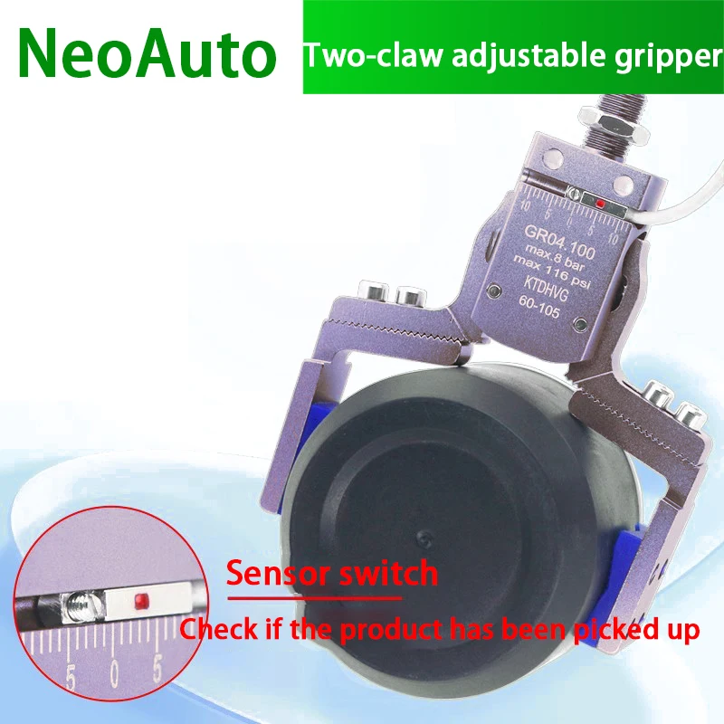 Pneumatic Adjustable Gripper Manipulator Clamp Sensor Switch Widening Antiskid for Injection Molding Robot Arm Automation Tool