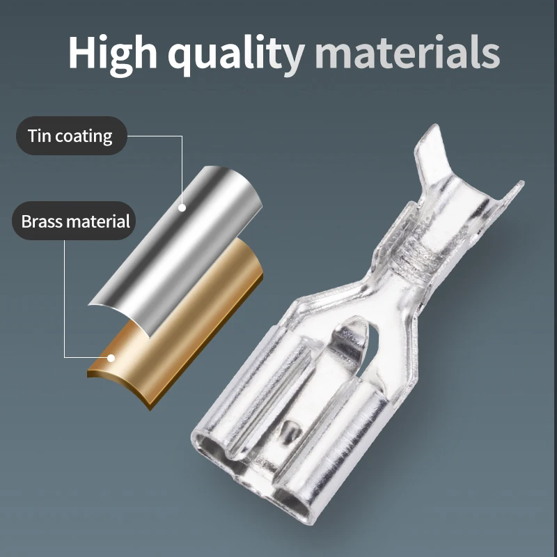 100/200pcs Locking plug spring terminal block 4.8/6.3Snap on self-locking insertion and extraction of cold pressed terminals