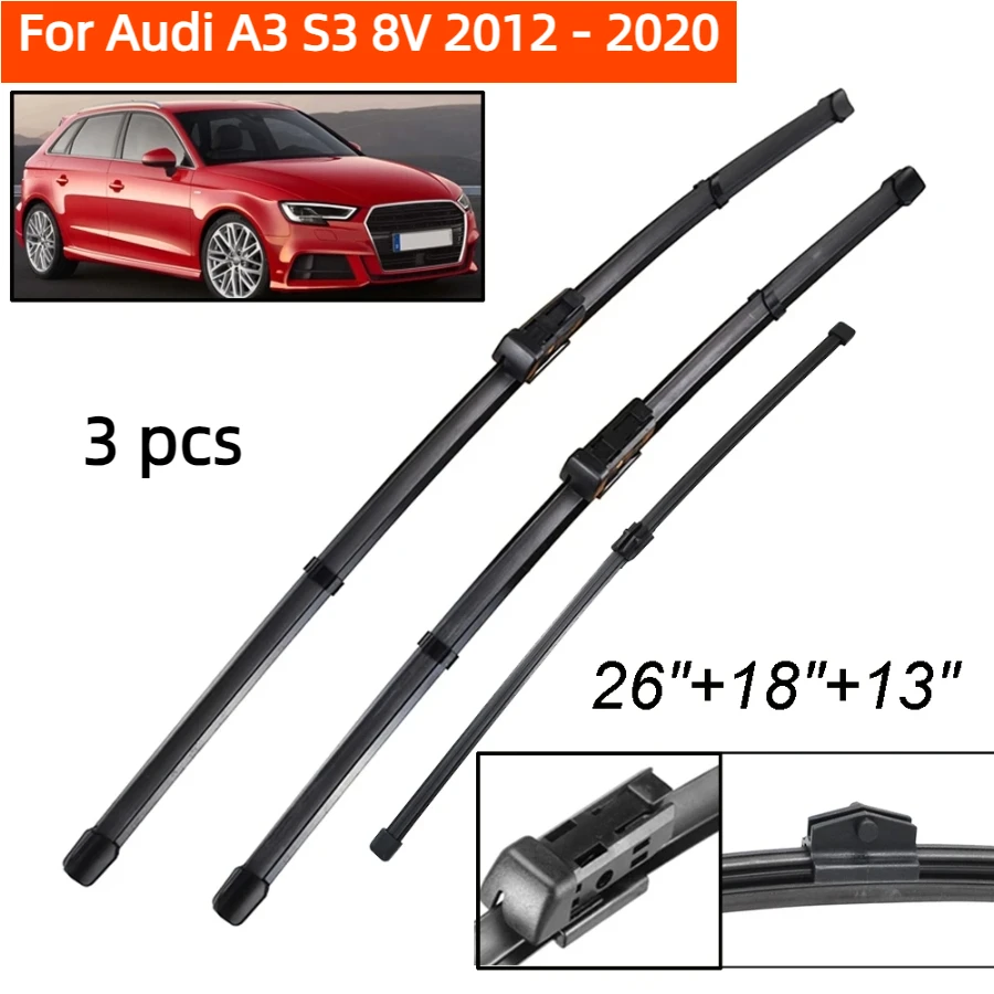 ZHANGU Wiper LHD Front & Rear Wiper Blades Set For Audi A3 S3 8V 2012 - 2020 Windshield Windscreen Window Brushes 26