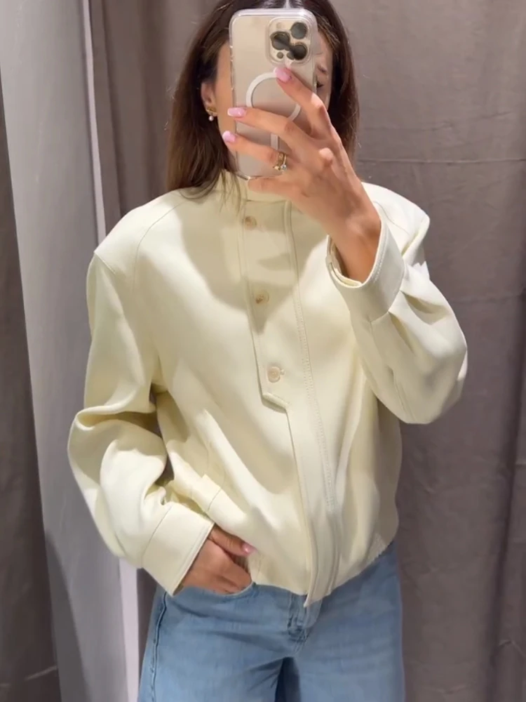 

HH Women Autumn Elegant Single-Breasted Zipper Pocket Decorate Long Sleeve Jacket+High Waist Fashion 2-Color Loose Pants Set