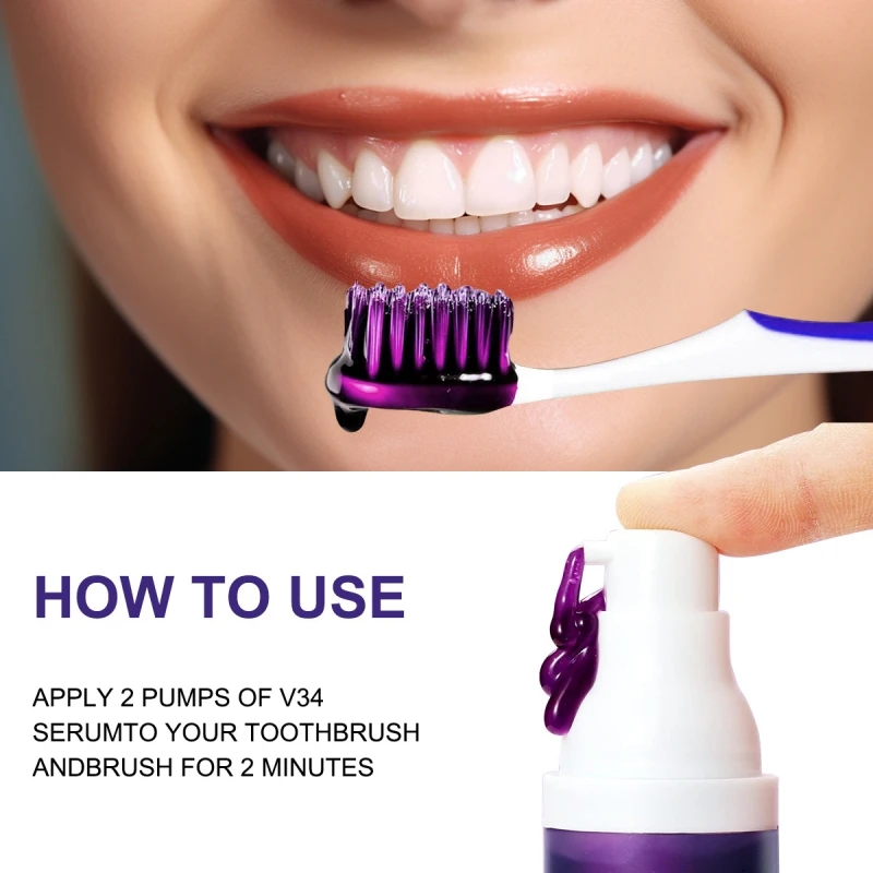 Purple Toothpaste Effectively Whiten Remove Plaque Stains Cleaning Oral Hygiene Dental Tooth Color Correction Fresh Breath Care