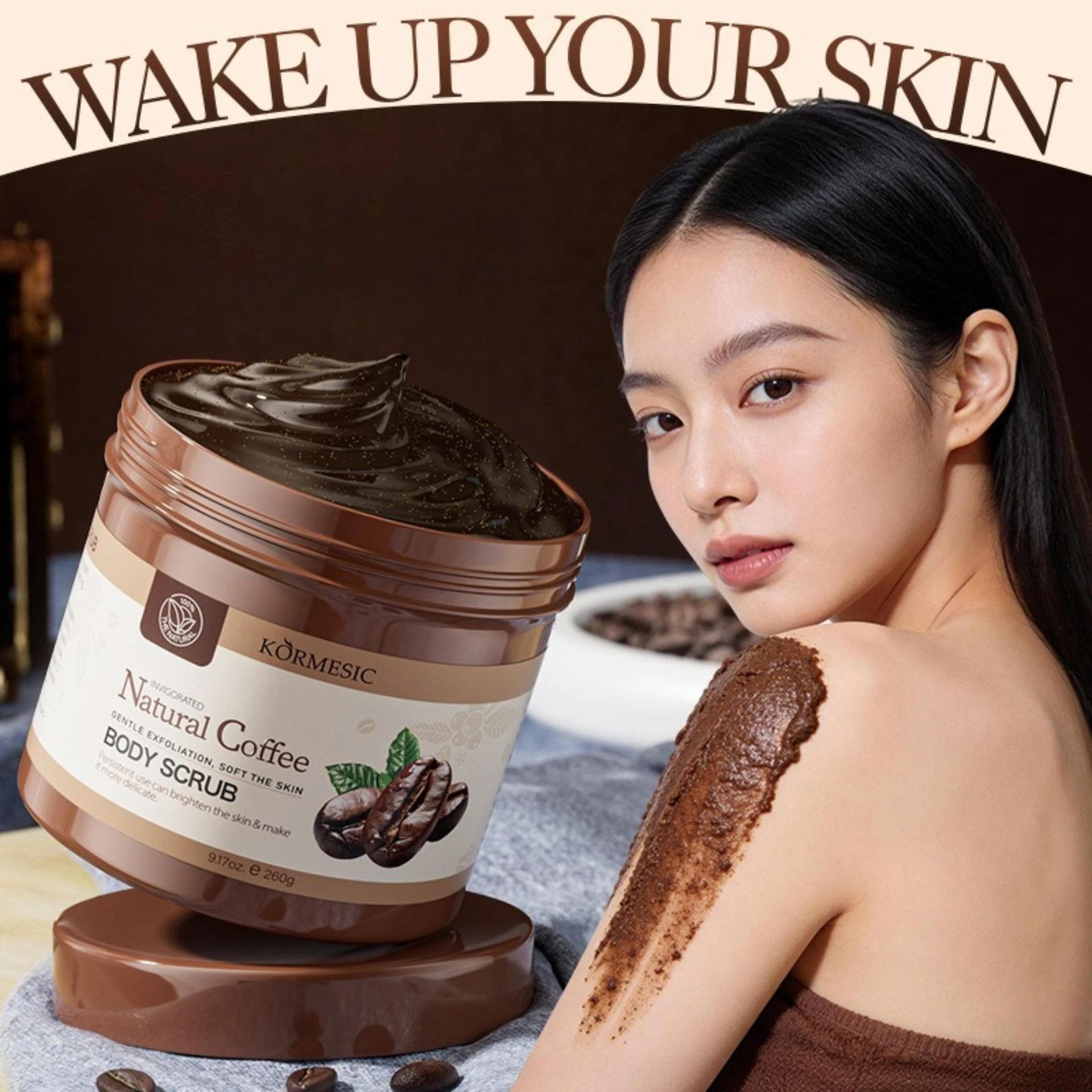 Coffee body scrub deep cleansing moisturizing skin rejuvenation exfoliating brightening complexion Skincare