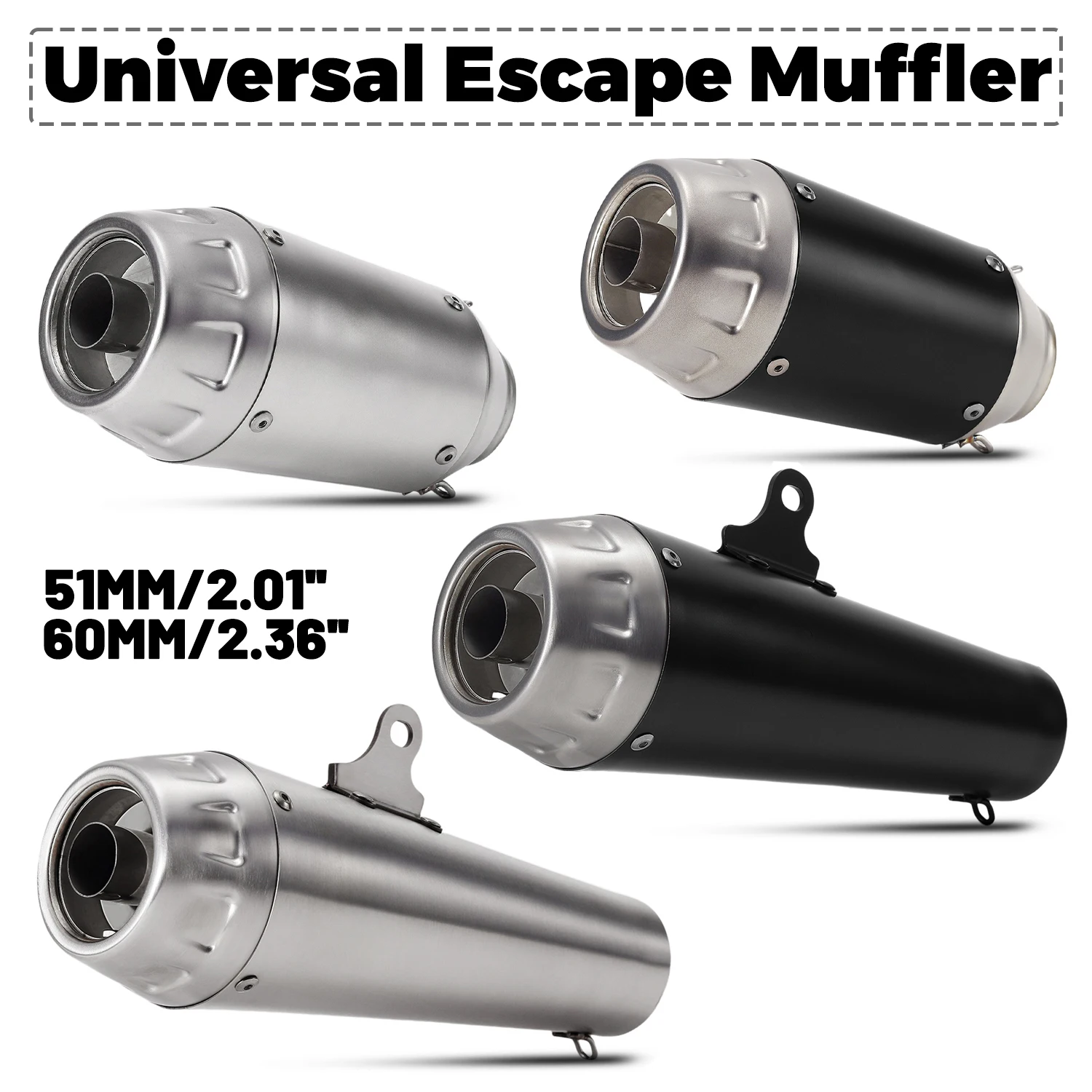 

Universal 51mm/2.01‘’ 60mm/2.36‘’ Motorcycle Exhaust escape muffler Tail Pipe Muffler DB Killer For 450SR Z900 R3 R1 S1000RR