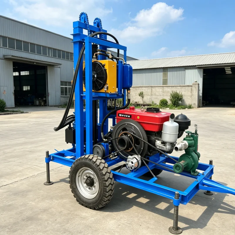 Customized Water Well Drilling Rig High Efficiency Diesel Hydraulic Bore Drilling Rig Wheel Crawler 100M 180M 22HP 35HP