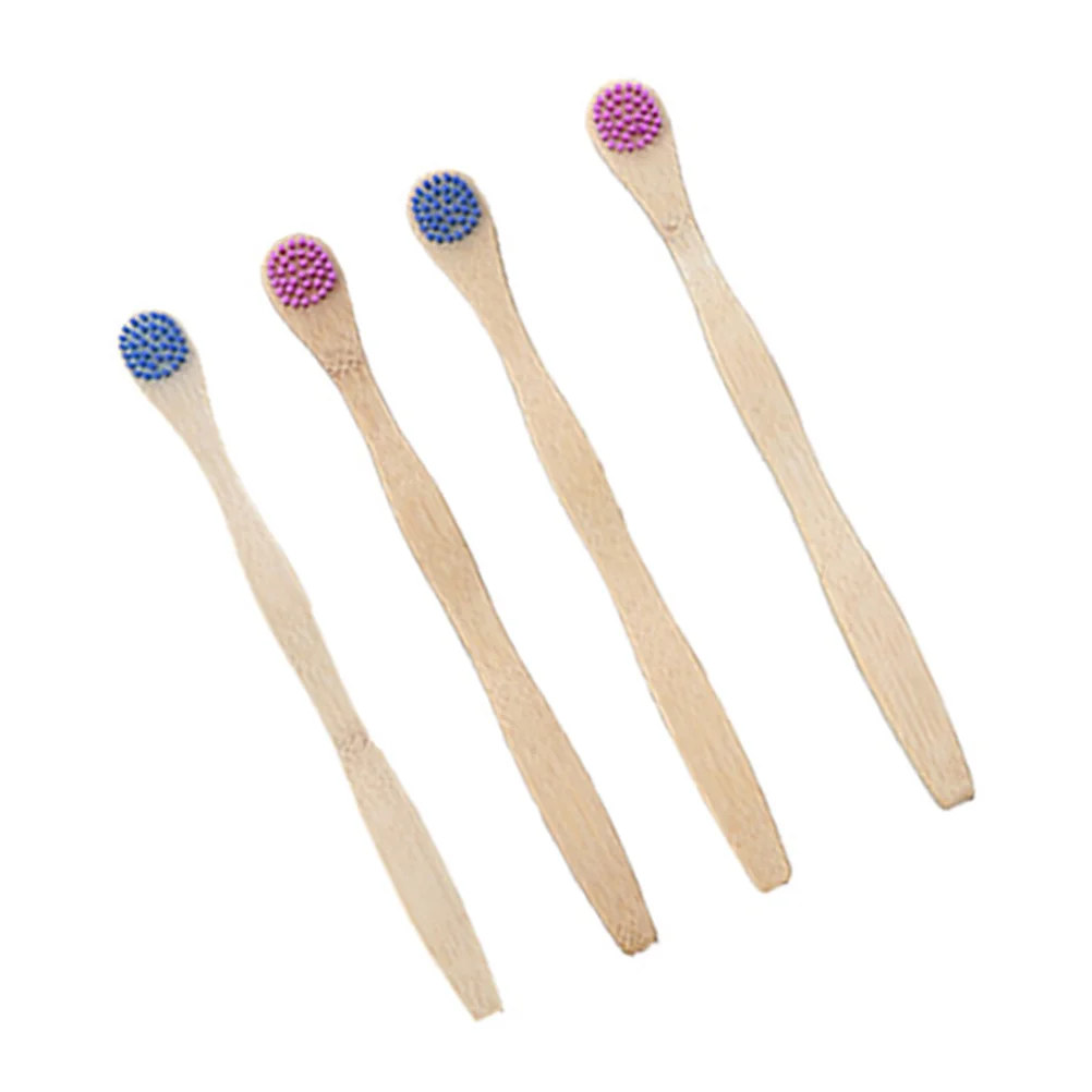 4pcs Natural Toothbrush Bamboo Coated Tongue for Deeply Cleaning Tool (Blue and Violet for Each 2pcs)