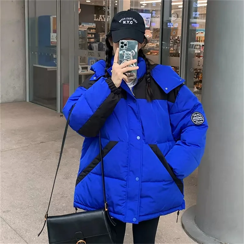 Down Padded Jacket Women's 2022 Winter New Korean Version Loose Padded Jacket Padded Jacket Oversize Bread Jacket Short Jacket C