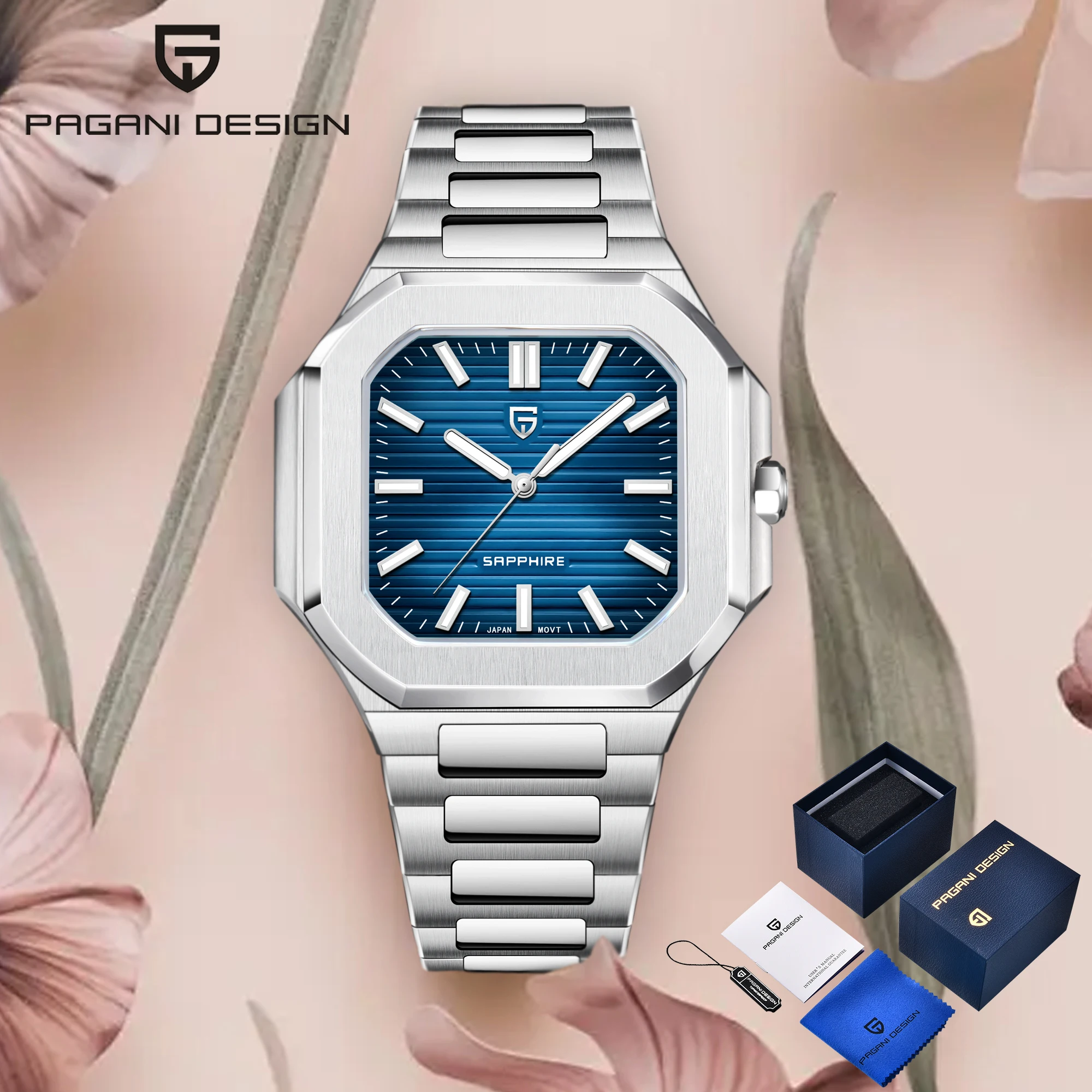 2025 جديد PAGANI تصميم ساعة رجالي العلامة التجارية الأعلى ساعة كوارتز المسمار تاج الساعات للرجل الياقوت مرآة ساعة رياضية مع صندوق هدية