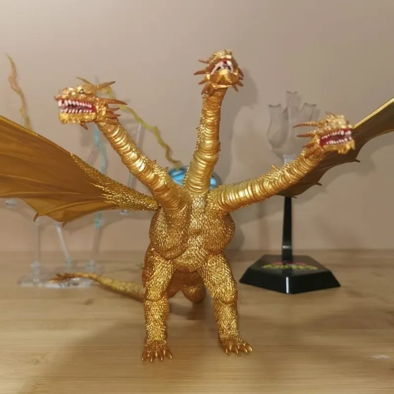 

In Stock 3 Head Golden Dragon King Ghidorah BJD Joints Moveable PVC Action Figure Collectible Model Toys