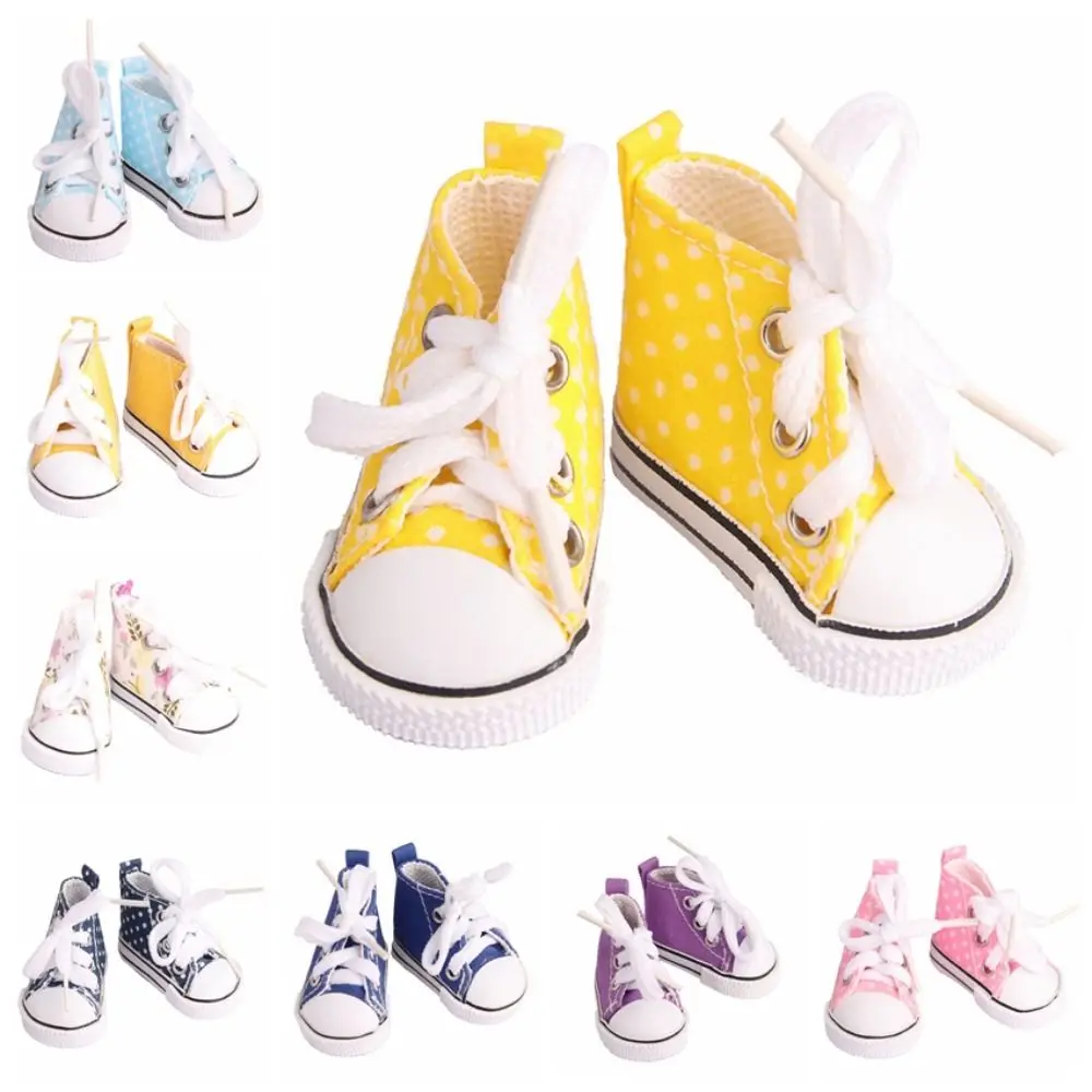 Handmade Cute Doll Mini Canvas Shoes Mini Kawaii Doll Casual Canvas Shoes Plastic 5CM Doll Sneakers Children Toy