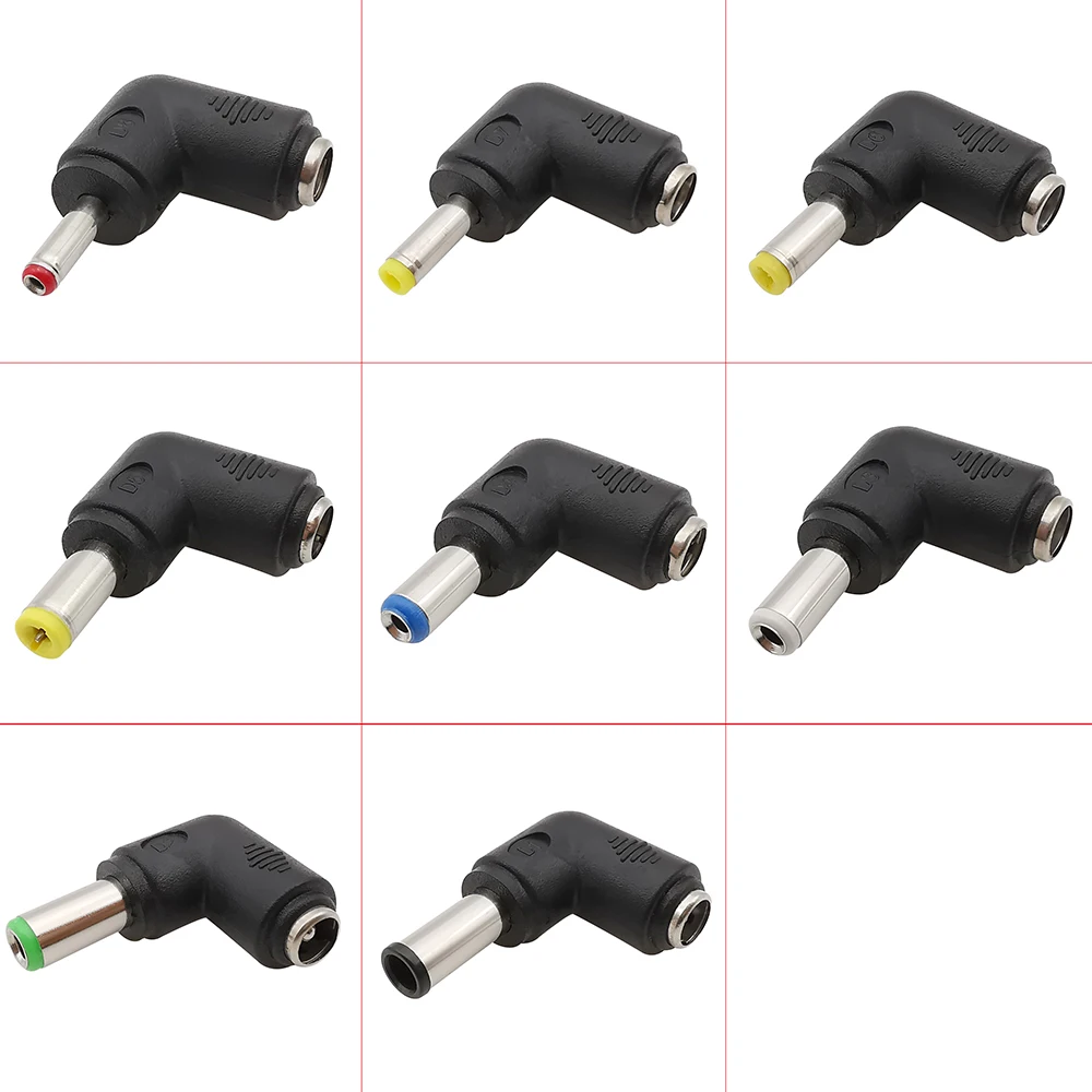 2Pcs Right Angle DC Power Adapter 6.0x4.4 6.3x3.0 5.5x2.5 4.8x1.7 4.0x1.7 3.5x1.35mm Male Plug to 5.5x2.1mm Female Connector