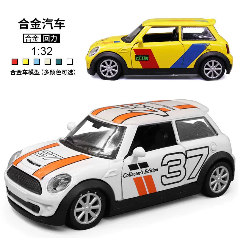 

1:32 Mini Cooper Style Diecast Alloy Pull-Back Car Model with Open Doors & Graffiti Decals Collectible Gift for Enthusiasts