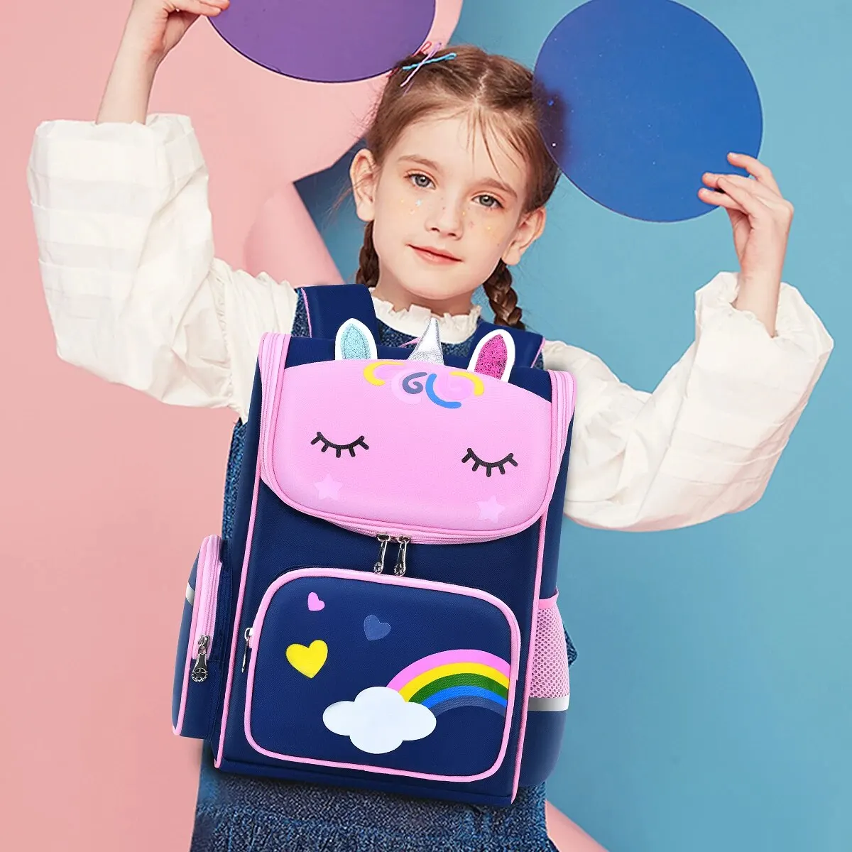 New CHILDREN'S Elementary School Students Schoolbag 6-12 Years Old Boys and Girls Shoulders Backpack 1-6 Grades Unicorn Cute Wat